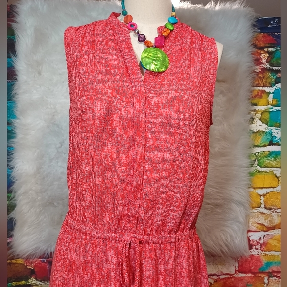 Hillary Radley Red and White Sleeveless Front Button Dress Size 6 - Picture 4 of 10